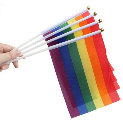 Printed Rainbow Hand Wave Stick Flag