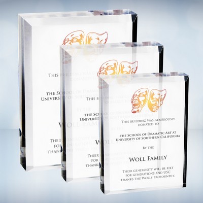 Color Imprinted Acrylic Beveled Rectangle Block (M)