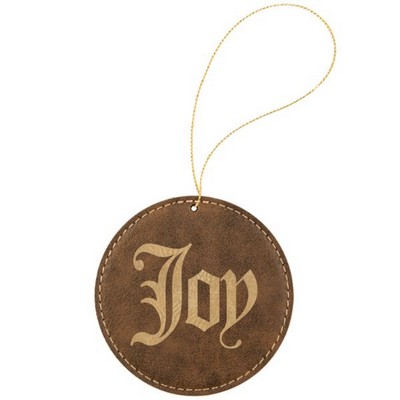 Rustic Gold Leatherette - Ornament With Gold String - Round