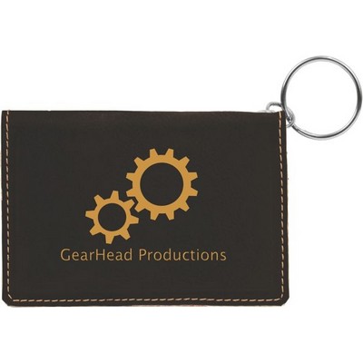 Black/Gold Leatherette ID Holder & Key Chain