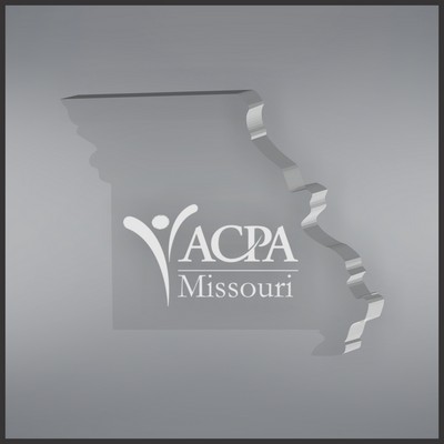 4.70" Missouri Shape Paperweight in Clear, Laser Engraved