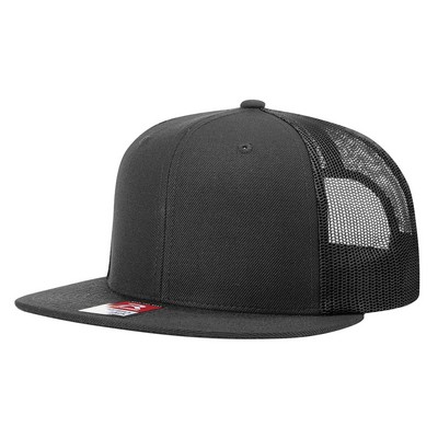 Richardson¨ Medium/Large Blend Flat Bill Trucker Hat (Embroidered)