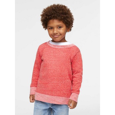 Rabbit Skins Toddler Crew Neck Pullover Harborside Mélange French Terry Sweatshirt w/Elbow Patches