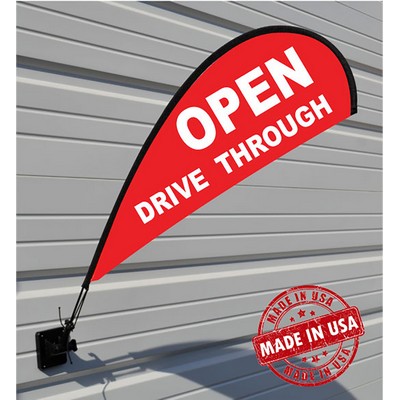 Open Drive Through Business Mini Magnetic Wing Teardrop Flag Kit