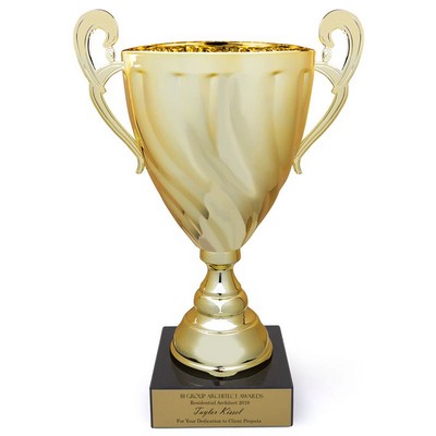 11 ¼" Italian Gold Trophy Cup w/Swirl Pattern