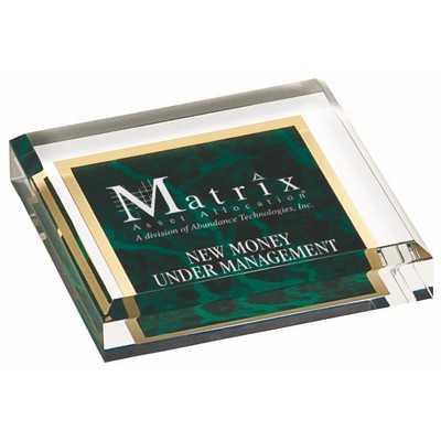 Green Marbleized Acrylic Paperweight (3 3/4" x 3 3/4")