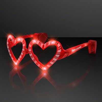 Holiday Hearts Light Up Candy Cane Glasses - PRINTED