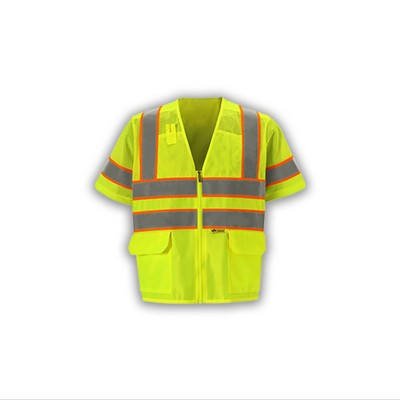 High Visibility Contrast Vest, Class 2, Lime, Mesh & Solid