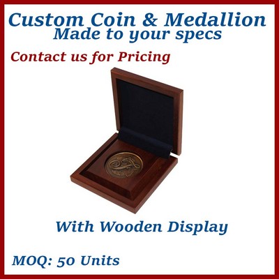 Executive Medallion Presentation Wooden Box w/ Wooden Easel Stand View - Made to Order