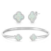 Jilco Inc. Clover Opal Bracelet & Earring Set
