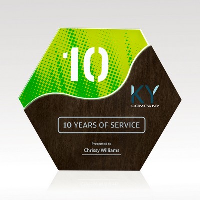 Customizable Hexagon Wave Puzzle Award - Medium