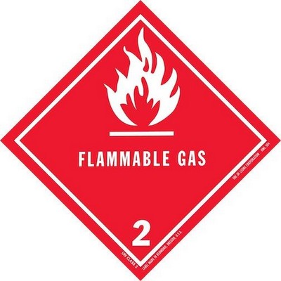 Flammable Gas Class 2 HazMat Vinyl Labels - 4" x 4"
