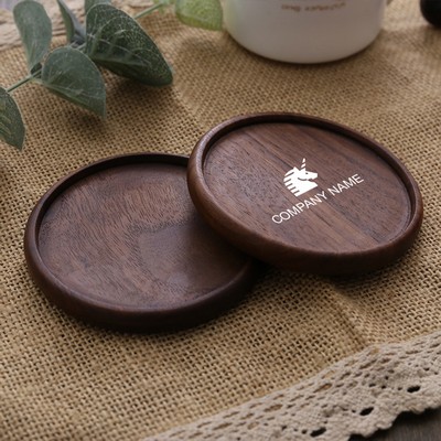 3.5" Custom Round Black Walnut Wooden Cup Coaster