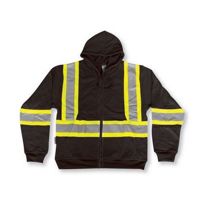 Navy Blue Cotton Zipper Front Hoodie