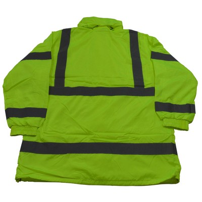 Lime Green ANSI Class 3 Wind Breaker Jacket with Detachable Hood