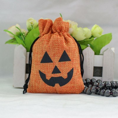 Halloween Pumpkin Burlap Bag