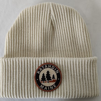 Ribbed Cuffed Beanie with Embroidered Patch