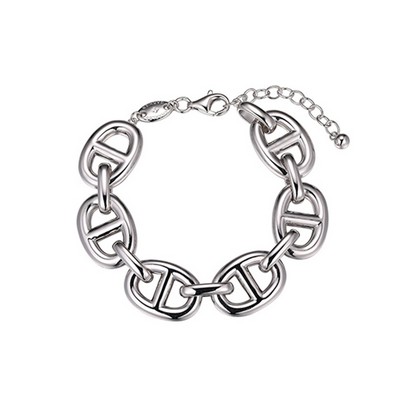 Charles Garnier Sterling Silver "MARINER LINK" Pave Marine Bracelet - Silver