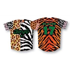 All Over Patterned Baseball Jersey w/3 Striped Sleeves