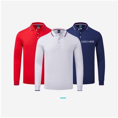 Combed Cotton Long Sleeve Polo Shirts