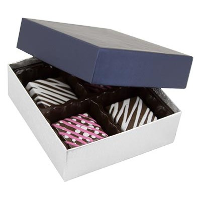 Saphire & Silver Silk 2-Tone Candy Box (10 1/2"x8 1/8"x1 1/8")