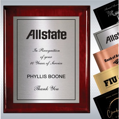 Rosewood Piano Finish Wood Plaque w/Choice of Single Engraved Plate (8" x 10")