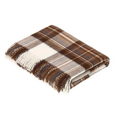 Natural Tartan Merino Lambswool Blanket