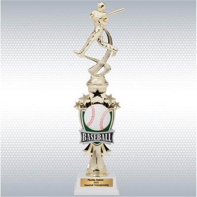 14" Assembled Male Baseball Figure Trophy w/ White Base