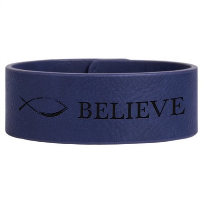 9 1/2" x 1" Blue/Black Leatherette Cuff Bracelet