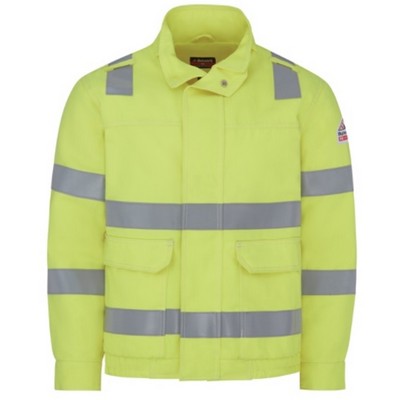 Bulwark™ Hi-Visibility Color Block Pullover Fleece Sweatshirt w/Waffle Lining - Yellow/Green