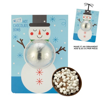 Holiday Mega Hot Chocolate Bomb Billboard Card - Snowman with Silver Foil