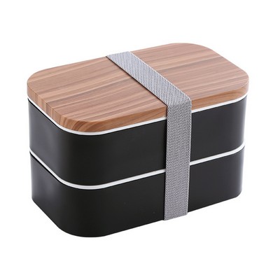 Double Layer Wooden Lid Lunch Box