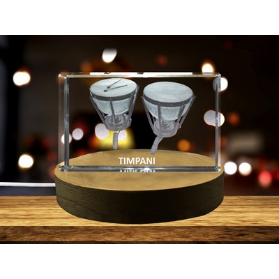 Timpani 3D Engraved Crystal Trophy Award - Keepsake for Musicians & Collectors