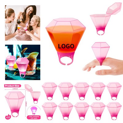 3.26" x 2.36" Plastic Wedding Ring Bachelorette Led Light up Plastic Flash Ring Shot Glass