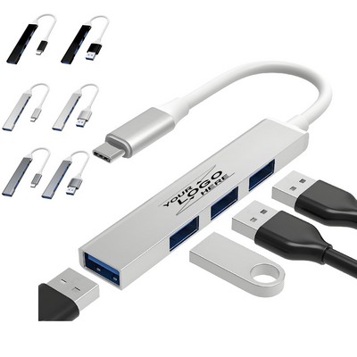 4-in-1 USB-C Hub Adapter with 4-Port USB 3.0 for Laptops