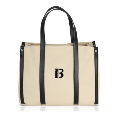 Large Capacity Canvas Leather Tote Bag