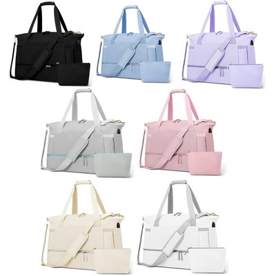 Travel Duffel Bag With Shoe Compartment USB Charging Port