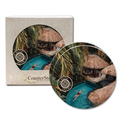 CoasterStone Round Absorbent Stone Coaster - 2 Pack (4")