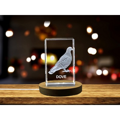 Peaceful 3D Engraved Dove Trophy Award - Serene Crystal for Spiritual Inspiration