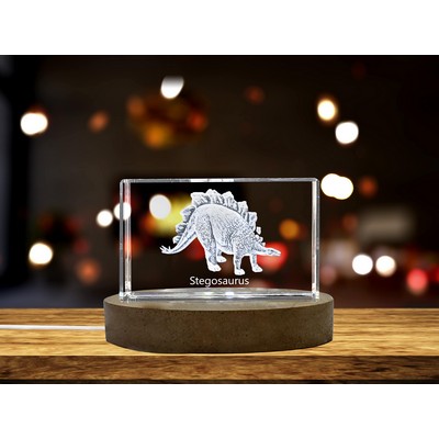 Stegosaurus Dinosaur 3D Engraved Crystal Trophy - Keepsake Gift