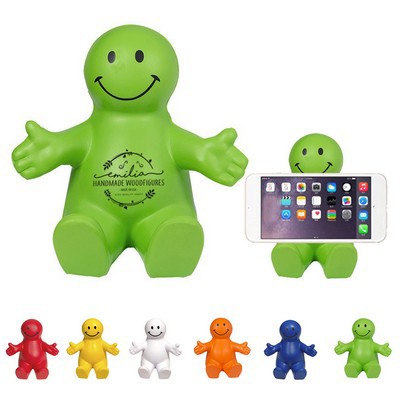 Solid Color Squeezable Smiley Face Phone Holder