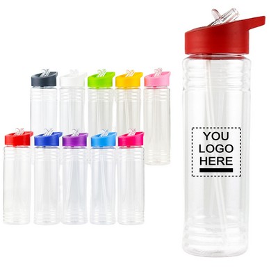 24 Oz. Clear Water Bottles With Straw