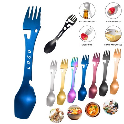 5" 1 Sporks Stainless Steel Camping Spoon Fork Knife