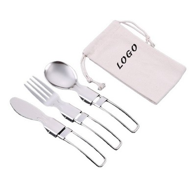 Stainless Steel Outdoor Folding Fork & Spoon Set