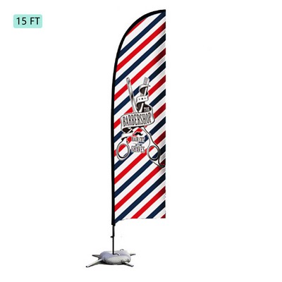 15' Custom Feather Flag Kit Double Sided W/ Cross Base Water Bag Feather Flag Banner W/Cross Base