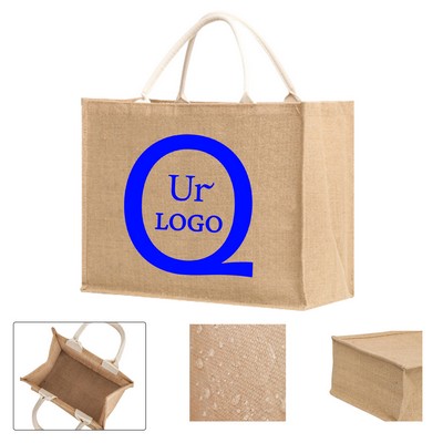 Jute Tote Bag w/ Waterproof PE Lining