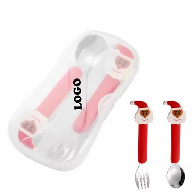 Stainless Steel Christmas Children'S Cutlery Set