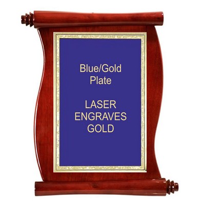 Scroll Plaque 10-1/2" x 14" With a 7" x 10" Blue/Gold Florentine Plate