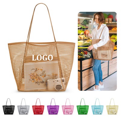 Mesh Beach Tote Women Shoulder Handbag