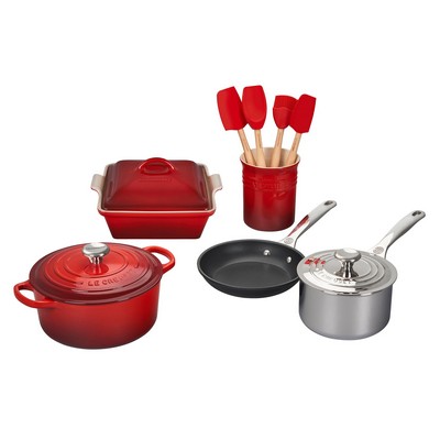 Le Creuset 12Pc Mixed Material Kitchen & Cookware Set Cerise